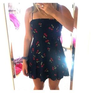 Navy dress with cherries